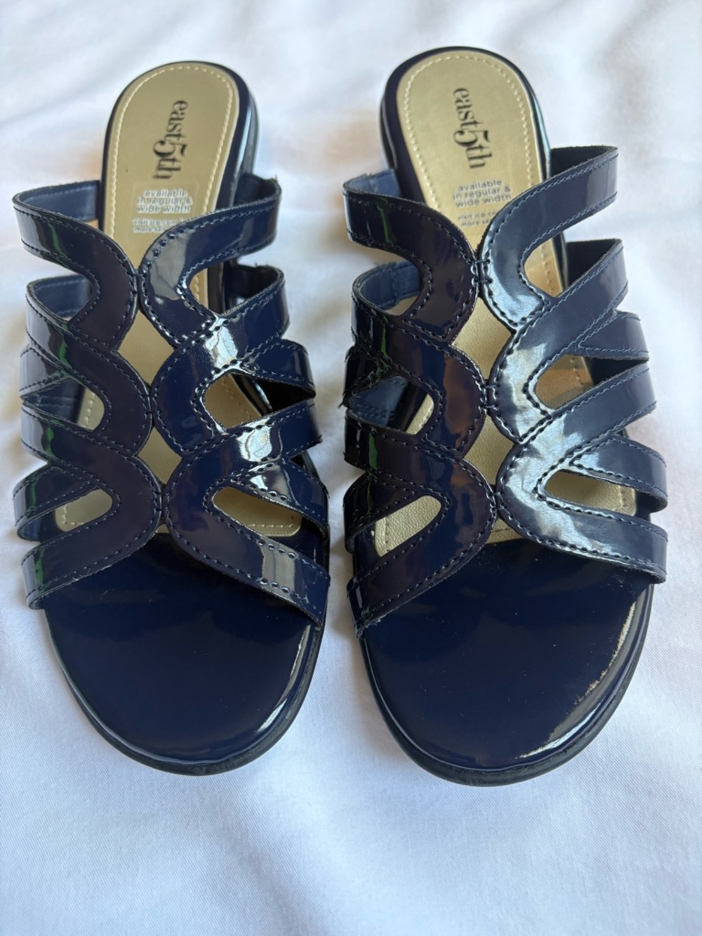 Easy Spirit Navy Patent Strappy Slide Mules